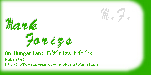 mark forizs business card