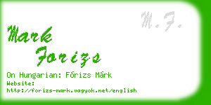 mark forizs business card
